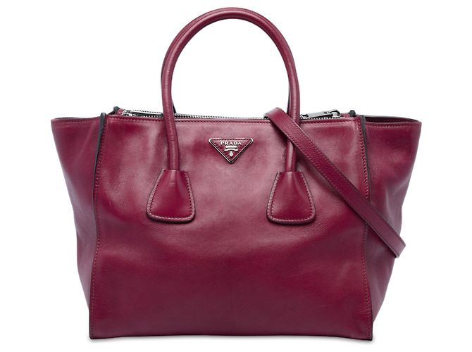 Double Bolsa Prada Red Glace Calf Twin Pocket de alça dupla Vermelho Bordeaux