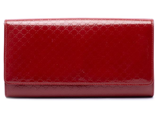 Pochette Gucci Broadway en cuir verni Red Microguccissima Rouge
