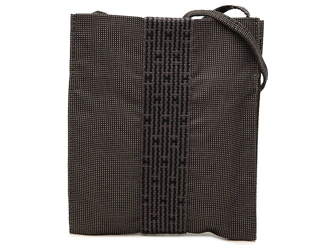 Pochette Herline Hermès en toile grise Marron