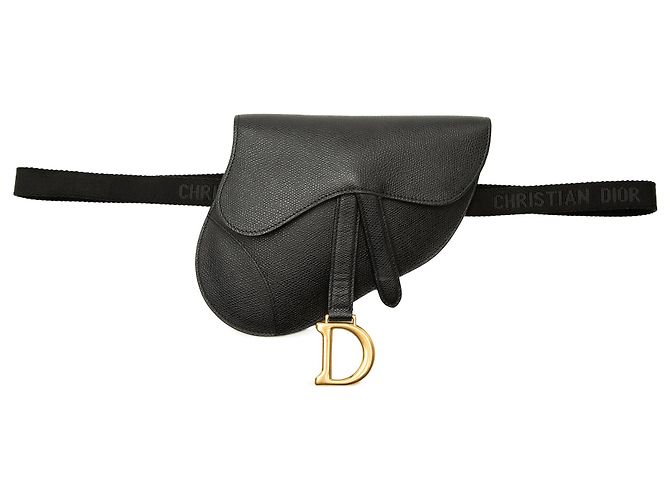 Autre Marque Borsa cintura Saddle Dior in pelle nera Nero