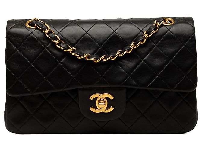 Chanel Black Small Classic Lambskin Double Flap Noir
