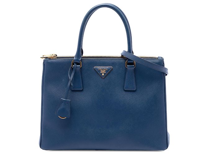 Sac à main Prada Blue Medium Saffiano Lux Galleria Double Zip Satchel Bleu Bleu foncé