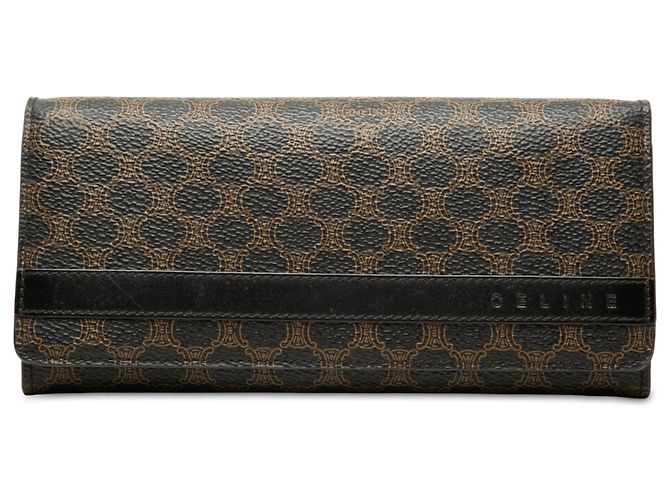 Céline Celine Black Macadam Coated Canvas Long Wallet