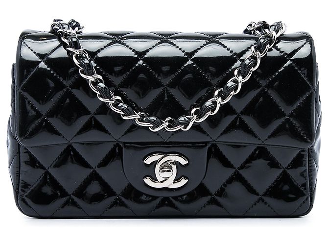 Chanel Black Mini Rectangular Classic Patent Single Flap