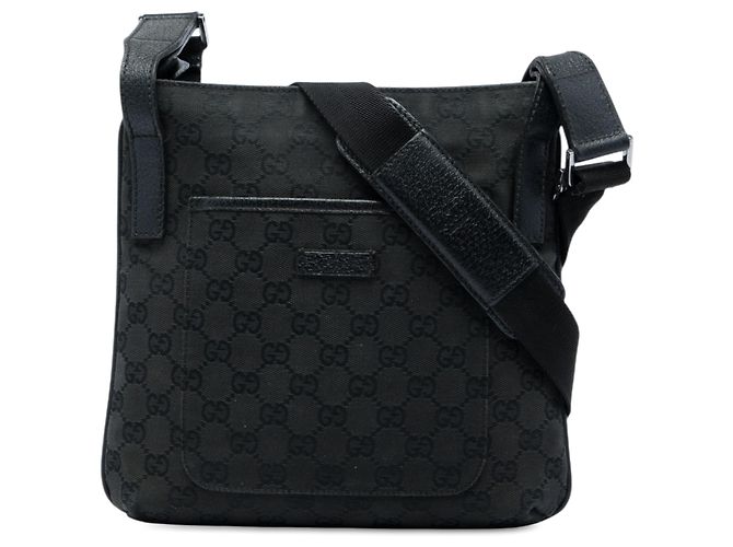 Borsa a tracolla Gucci in tela GG nera Nero