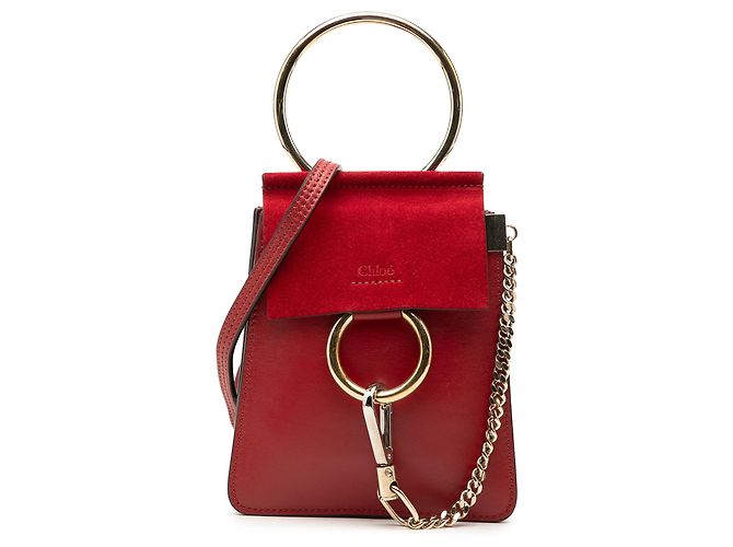 Borsa polso Faye mini Chloé in vitello e camoscio rosso
