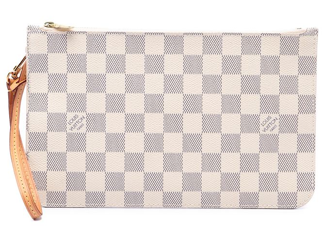 Louis Vuitton White Damier Azur Neverfull MM Täschchen Weiß