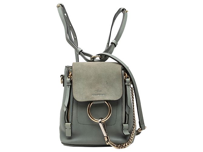 Mini zaino Chloé Faye in vitello e camoscio blu Blu chiaro