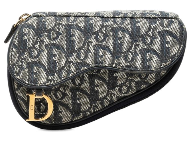 Autre Marque Pouch Saddle Diorissimo in tela blu Dior
