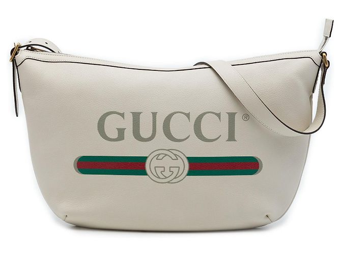 Bolsa Tiracolo Meia Lua Gucci em couro de bezerro granulado marrom com logo