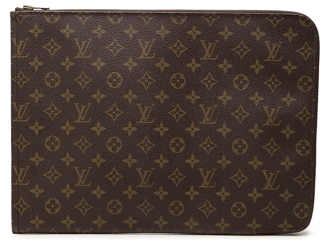 Louis Vuitton Brown Monogram Poche Documents Portfolio Marrom