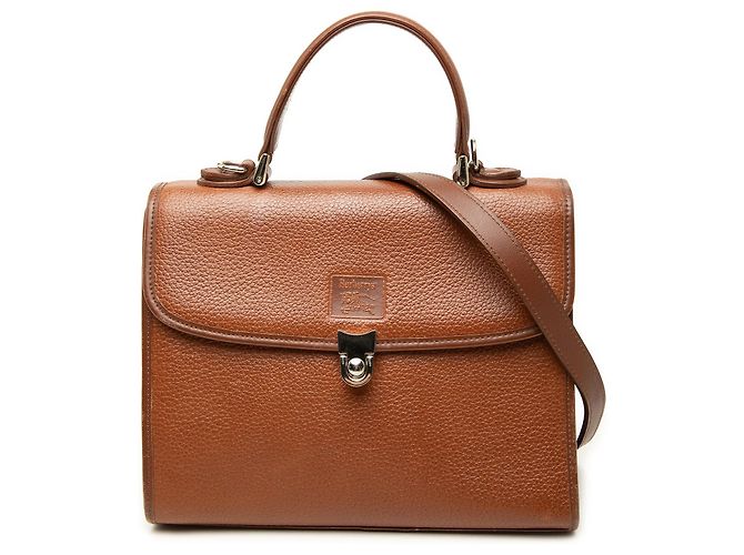 Bolsa Satchel Burberry em couro de bezerro marrom