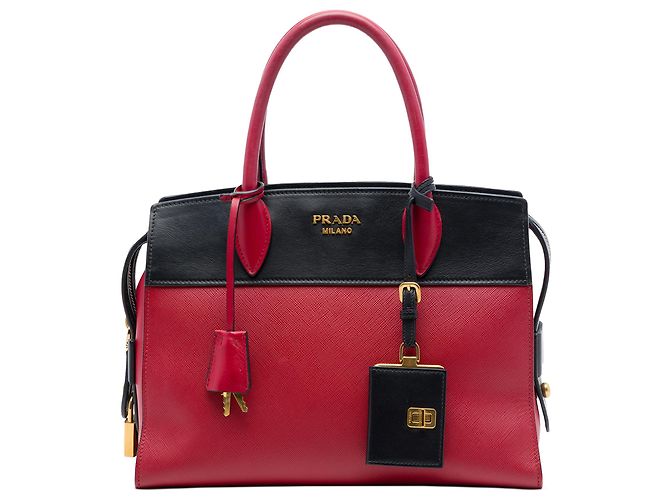 Borsa Prada Esplanade in Saffiano rosso e vitello City Calf