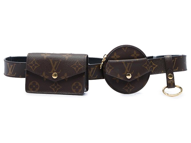 Cinto Louis Vuitton Brown Monogram Daily Multi Pocket 30mm Marrom