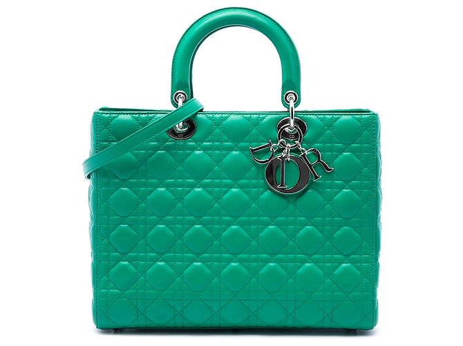 Dior Green Large Lambskin Cannage Lady Dior Vert