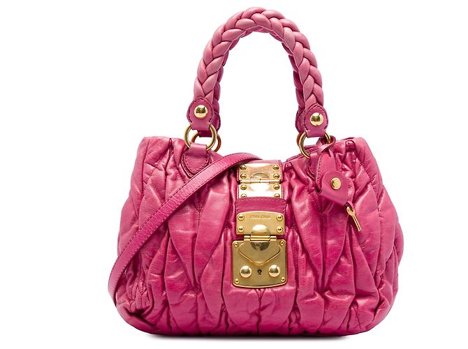 Bolso Satchel Coffer Miu Miu de piel de cordero acolchada rosa
