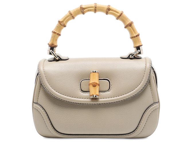 Bolsa New Bamboo Gucci em couro de bezerro marrom, tamanho Medium Bege