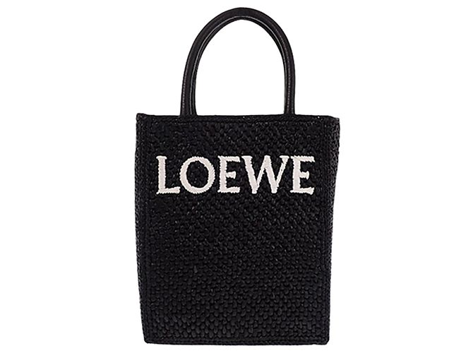 LOEWE Standard A5 Satchel aus schwarzer Raffia