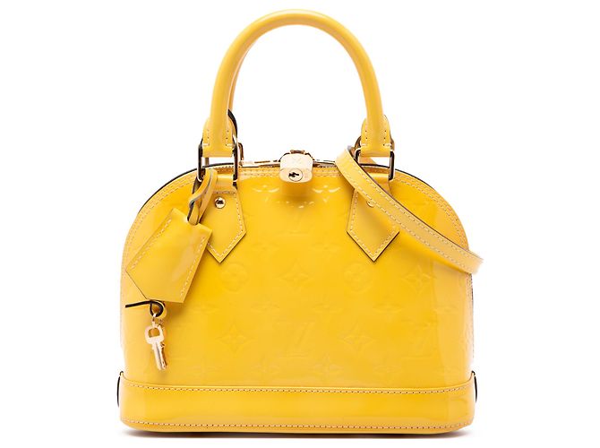 Louis Vuitton Yellow Monogram Vernis Alma BB Amarillo