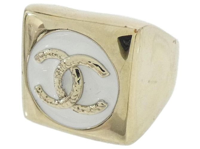 Anel Chanel ABG923 Ouro e Branco Dourado