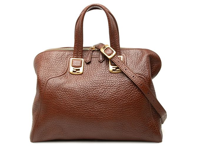 Bolsa de mão Fendi Chameleon em couro marrom