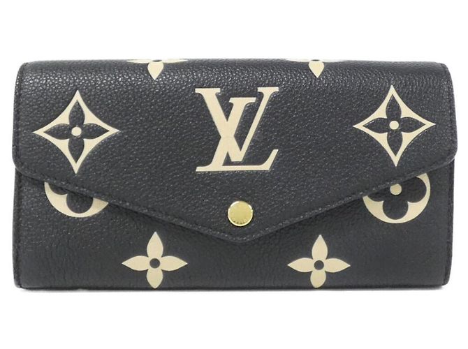 Louis Vuitton Bicolor Monogram Empreinte Portefeuille Sarah Wallet Black Beige