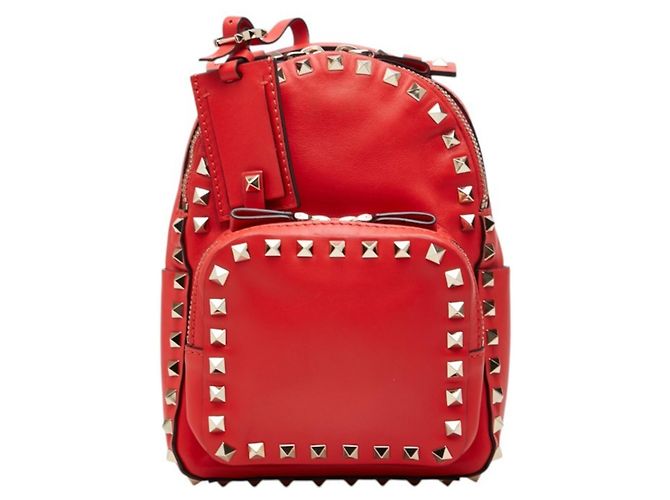 Zaino Valentino Rockstud da donna in pelle rossa Rosso