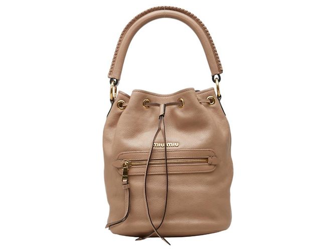 Sac à main Miu Miu en cuir rose beige