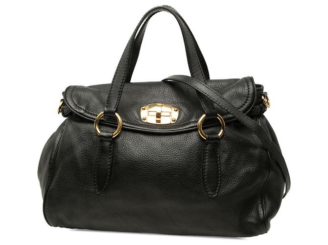 Sac à main Miu Miu en cuir noir