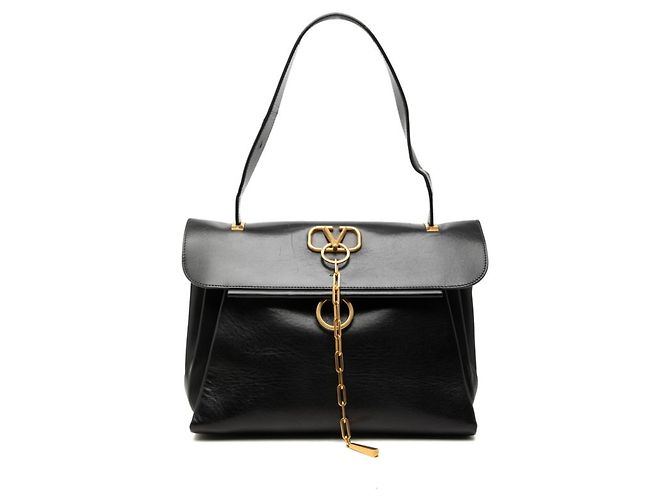 Borsa Valentino V-Ring Chain One-Shoulder Nero