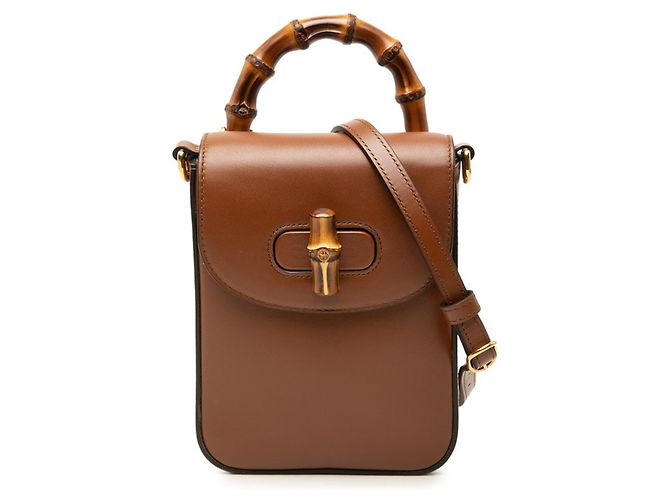 Bolsa de mão e de ombro Gucci Bamboo Marrom