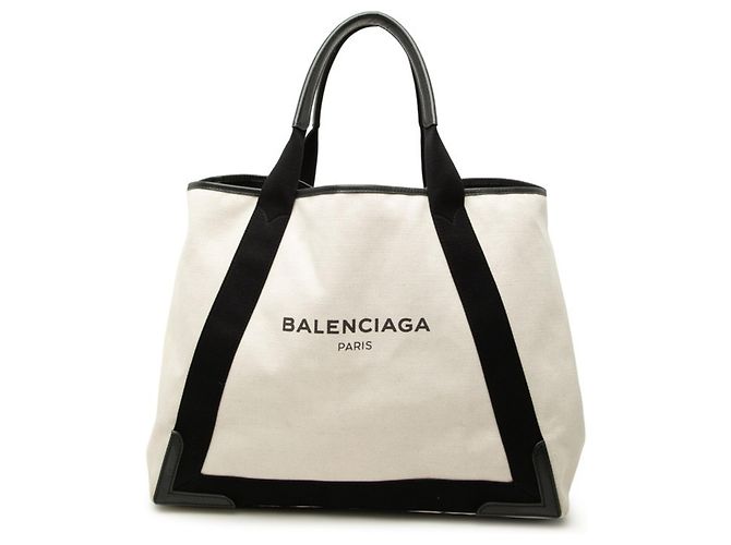 Sac à main Cabas M Balenciaga Navy Noir Écru