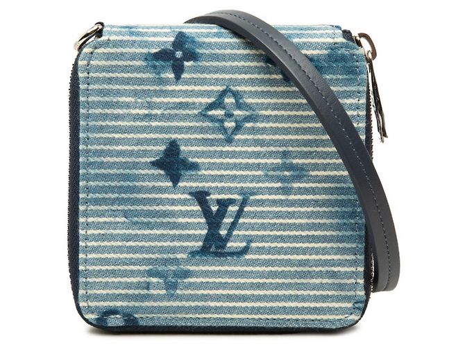 Portefeuille Zippy Compact Monogram Watercolor Louis Vuitton Bleu