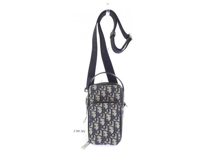 Christian Dior Dior Rider Micro Pouch Beige Blu navy