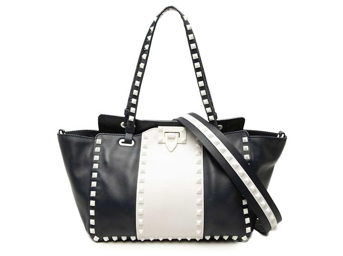 Bolsa de mão/Bolsa de ombro Valentino Rockstud Branco Azul marinho