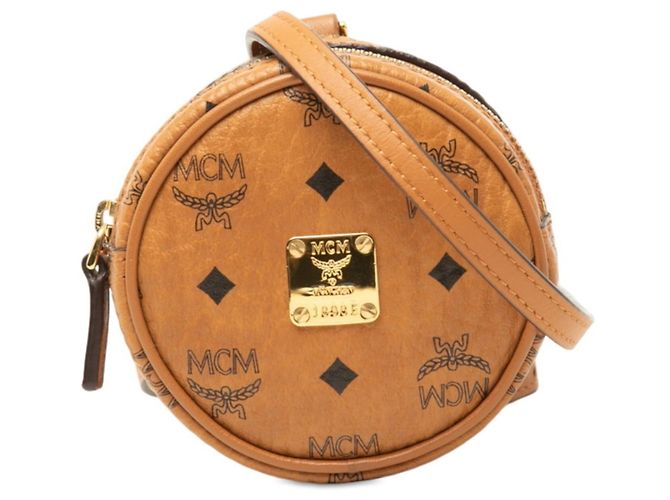MCM Visetos runde Handtasche Pouch Braun