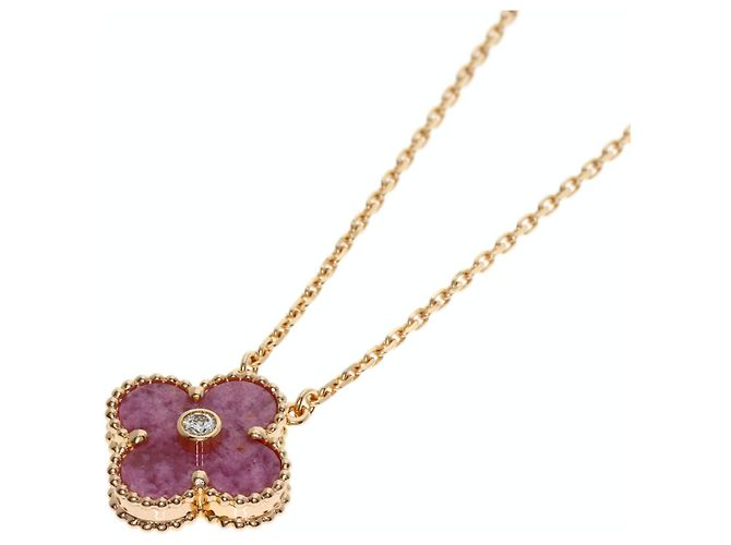 Collana Van Cleef & Arpels Vintage Alhambra in rodonite e diamanti