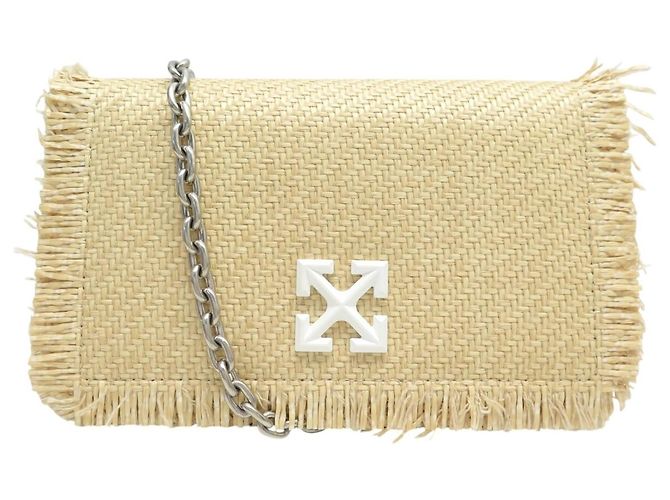 NOVA BOLSA DE MÃO OFF WHITE JITNEY 0.5 OWNN022S22 RAPHIA COM ALÇA Bege