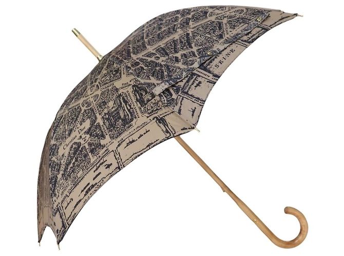 OMBRELLO A CANNO CHRISTIAN DIOR PLAN DE PARIS TELA BLU E LEGNO Blu navy