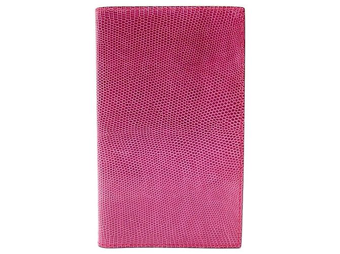 Hermès NEW HERMES LIZARD LEATHER DIARY COVER + ALPHABETICAL INDEX Pink