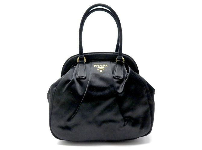 Tote PRADA MINI ABENDHANDTASCHE AUS SCHWAREM SATIN Schwarz