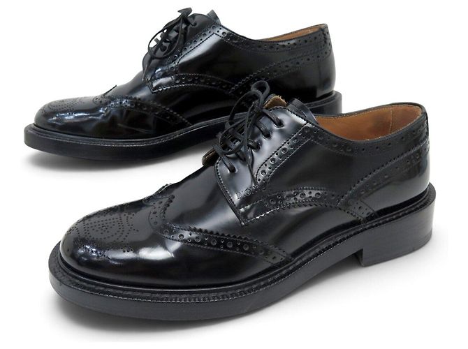 Christian Dior SCARPE DIOR EVIDENCE DERBY FLEURY CAP TOE 3DE298YQD 38.5 39 IN PELLE Nero