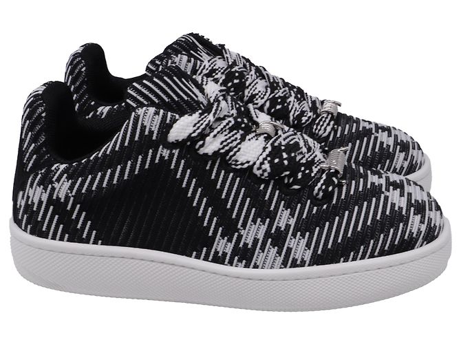 Baskets Box en maille Check de Burberry en polyester noir et blanc