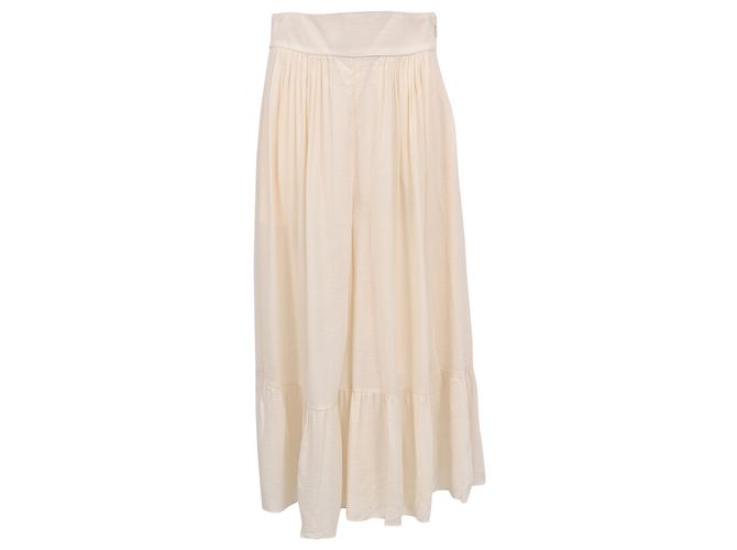 Calças Wide-Leg com Camadas Chloé em viscose creme Branco Cru