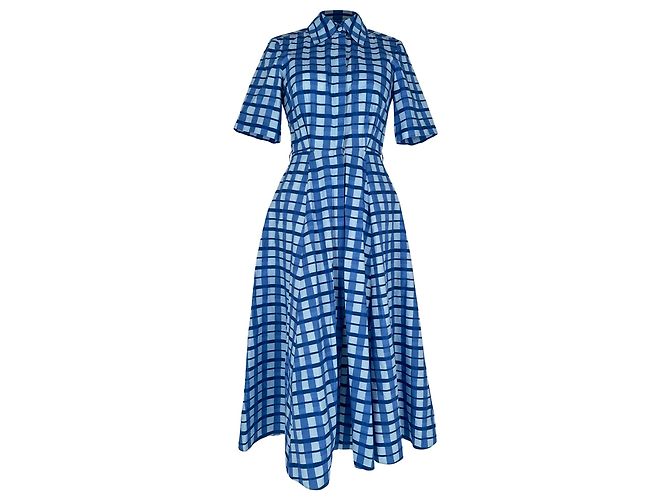 Autre Marque Abito camicia midi a quadri Rubie Emilia Wickstead in cotone blu