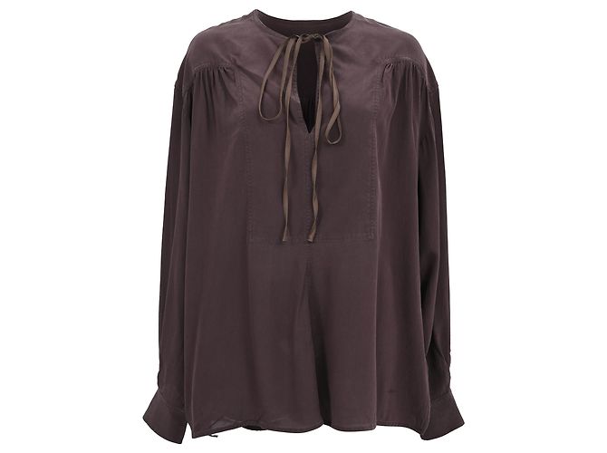 Victoria Beckham Bluse mit Bindeschleife aus brauner Seide