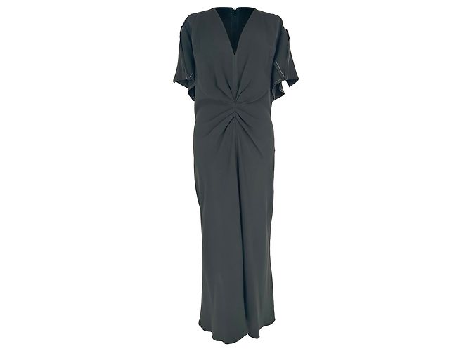 Victoria Beckham gerafftes Midikleid aus schwarzer Viskose