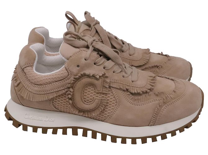 Autre Marque Baskets Dior C'est Fringe en daim beige Imprimé python