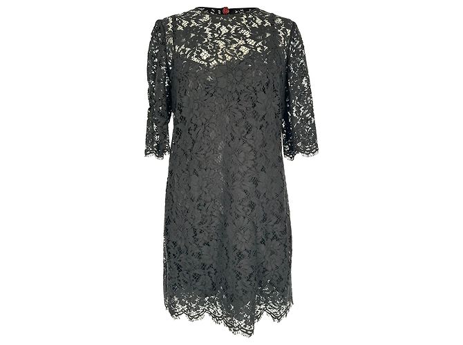 Dolce & Gabbana Spitzen-Minikleid aus schwarzer Baumwolle