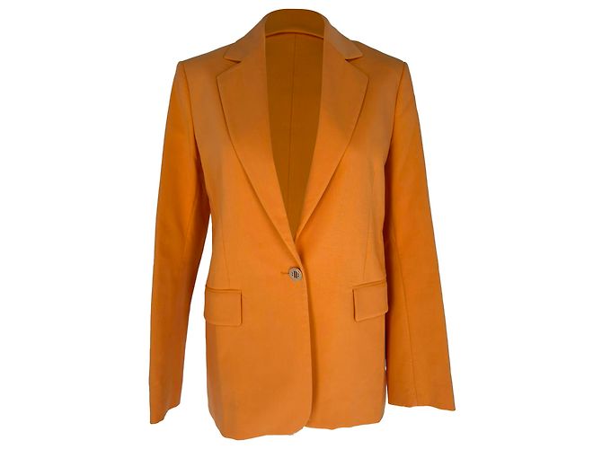 Maje Single Breasted Blazer in Orange Cotton
